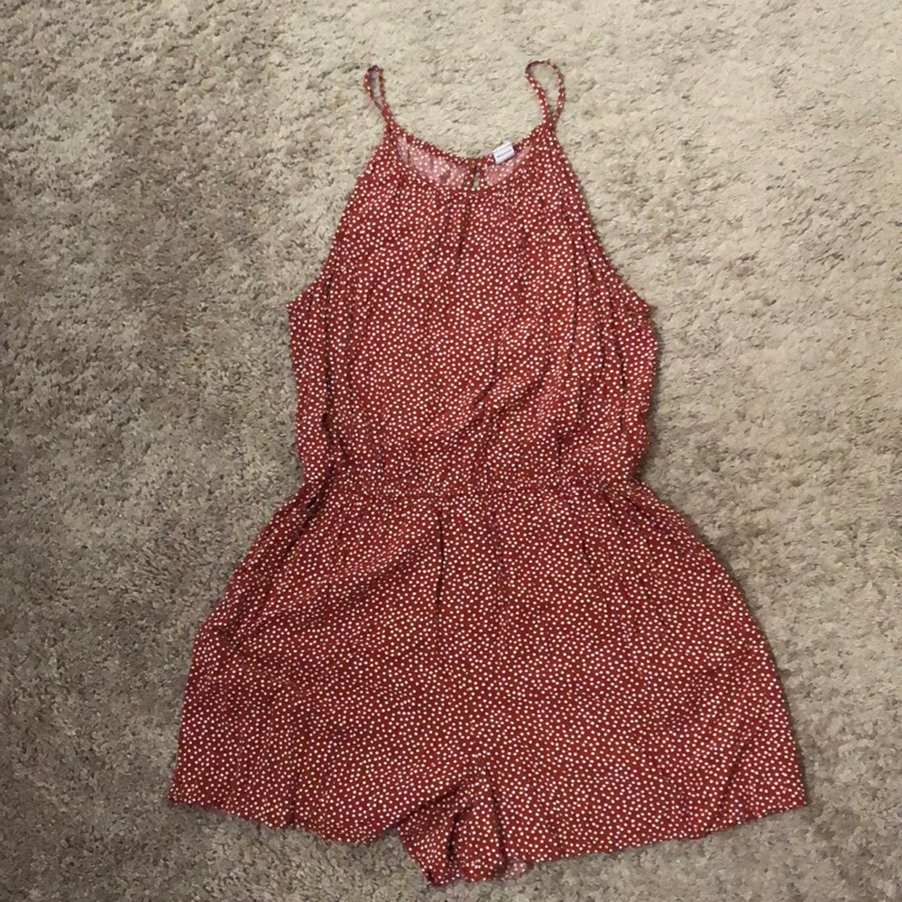 White & Burnt Orange Romper